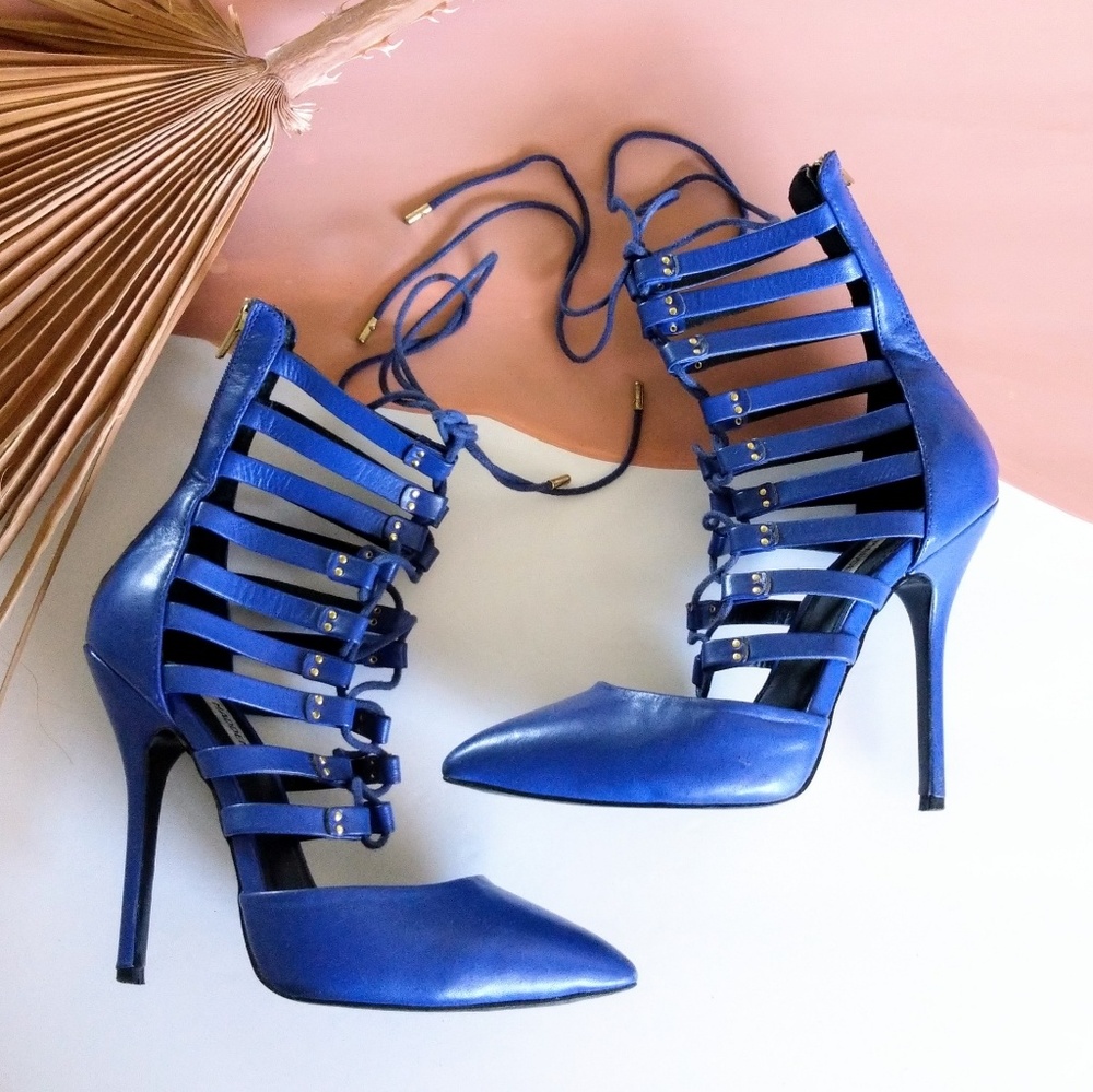 Steve Madden STS Blue Leather Lace Up Heels